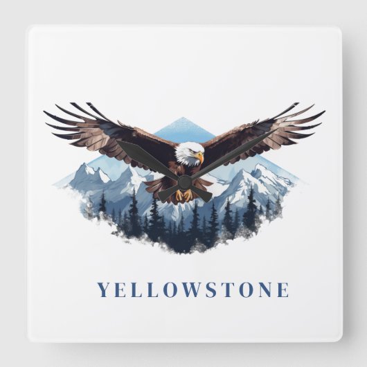 Yellowstone Eagle Vierkante Klok (Voorkant)