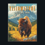 Yellowstone: een retro-reis briefkaart<br><div class="desc">Dit retro-stijl reis briefkaart is voorzien van een gedurfde en kleurrijke illustratie van een Yellowstone bizon. Dit minimalistische ontwerp,  tegen een achtergrond van bergen en een levendige gele stenen achtergrond,  legt de essentie van het Amerikaanse Westen vast. Ideaal voor liefhebbers van natuur en fans van  design.</div>