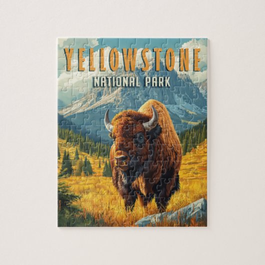 Yellowstone: een retro-reis legpuzzel (Verticaal)