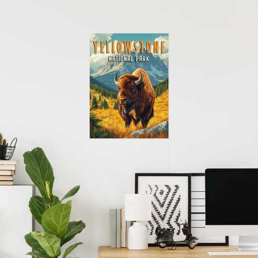 Yellowstone: een retro-reis poster (Thuiskantoor)