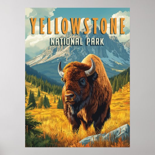 Yellowstone: een retro-reis poster (Voorkant)