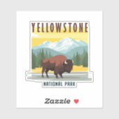 Yellowstone: een retro-reis sticker (Vel)