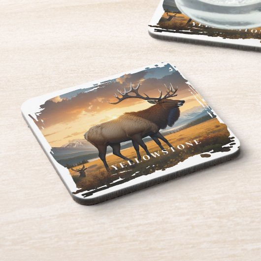 Yellowstone Elk Beverage Coaster Bier Onderzetter (Linkerzijde)