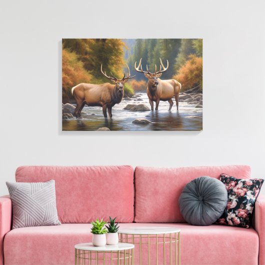 Yellowstone Elk Canvas Kunst (Insitu (Woonkamer))