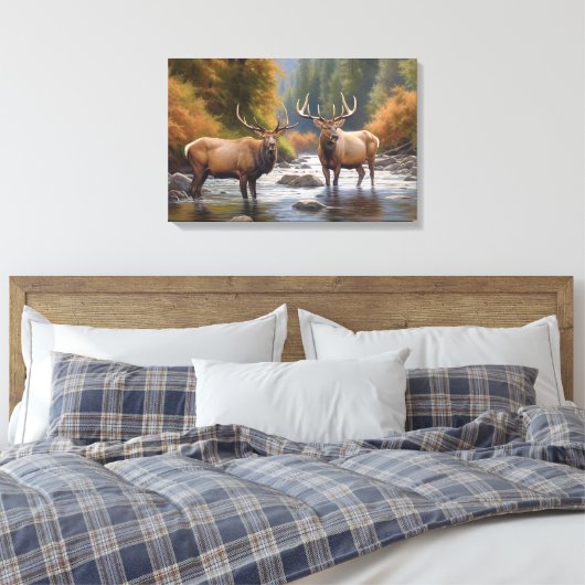 Yellowstone Elk Canvas Kunst (Insitu (Slaapkamer))