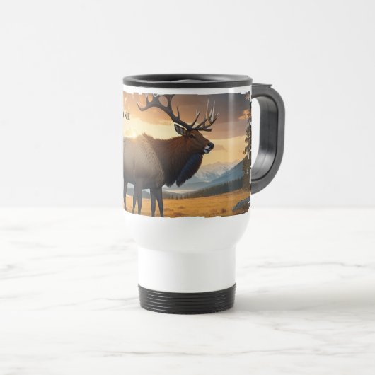 Yellowstone Elk Travel Mug Reisbeker (Voorkant rechts)