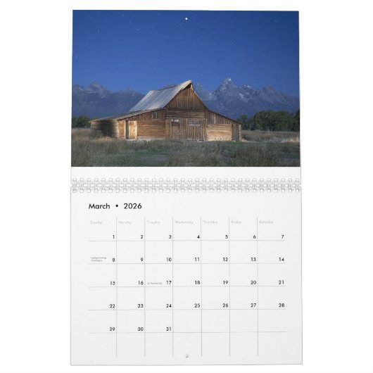 Yellowstone en Tetons Kalender (Mar 2026)