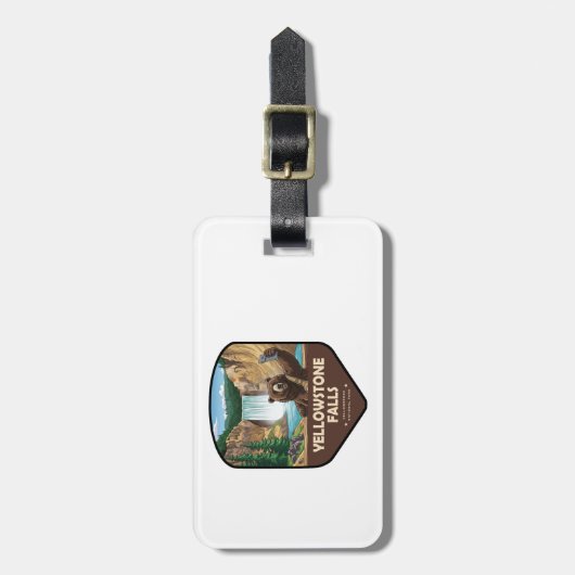 Yellowstone Falls Bear Selfie Shield Bagagelabel (Voorkant verticaal)