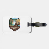 Yellowstone Falls Bear Selfie Shield Bagagelabel (Achterkant horizontaal)