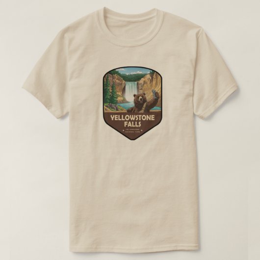Yellowstone Falls Bear Selfie Shield T-shirt (Design voorkant)