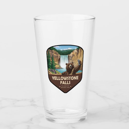 Yellowstone Falls Beer Selfie Schild Glas (Voorkant)