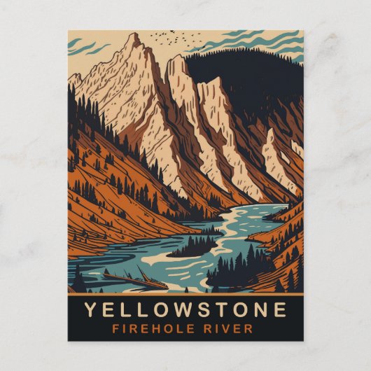 Yellowstone, Firehole River, WY, Vintage Reizen Briefkaart (Voorkant)