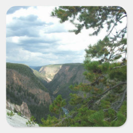 Yellowstone-fotografie, shows water-herfsten, bome vierkante sticker