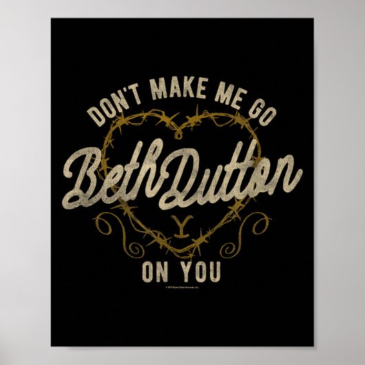Yellowstone Go Beth On You Barbed Wire Heart Small Poster (Voorkant)