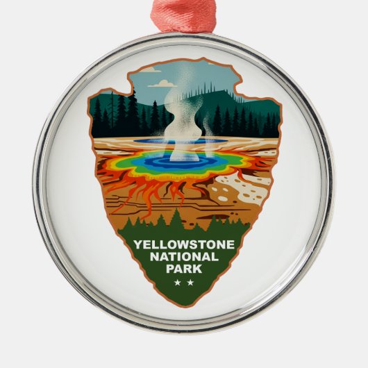 Yellowstone Grand Prismatic Spring Arrowhead Metalen Ornament (Voorkant)