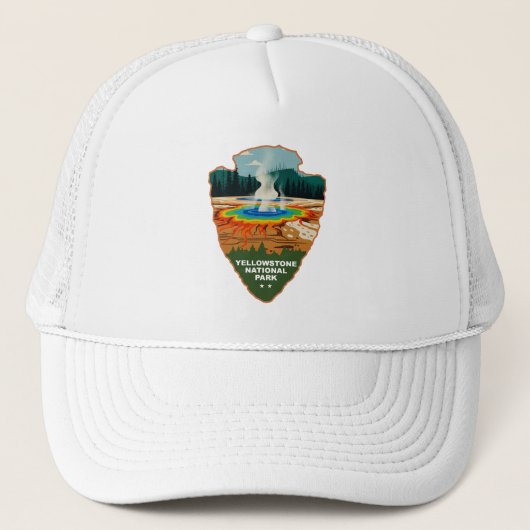 Yellowstone Grand Prismatic Spring Arrowhead Trucker Pet (Voorkant)