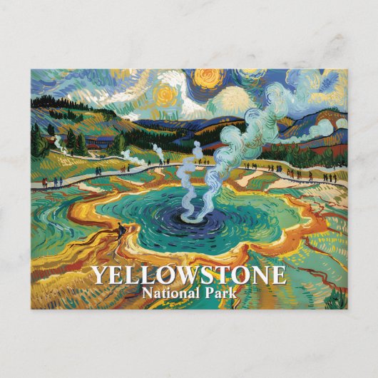 Yellowstone Grand Prismatic Spring Van Gogh Custom Briefkaart (Voorkant)