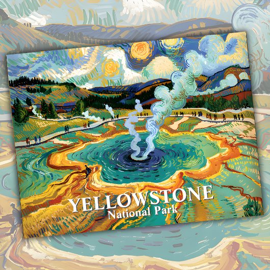 Yellowstone Grand Prismatic Spring Van Gogh Custom Briefkaart