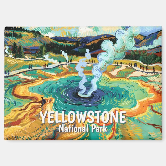 Yellowstone Grand Prismatic Spring Van Gogh Custom Magneet (Voorkant)