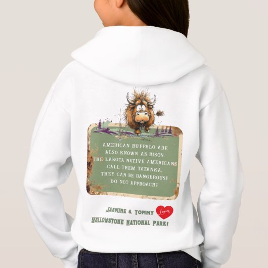 Yellowstone Grappige kinderen bizon buffel (Achterkant)
