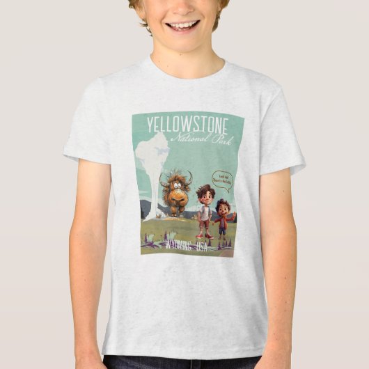 Yellowstone grappige kinderen bizon buffel T-shirt (Voorkant)