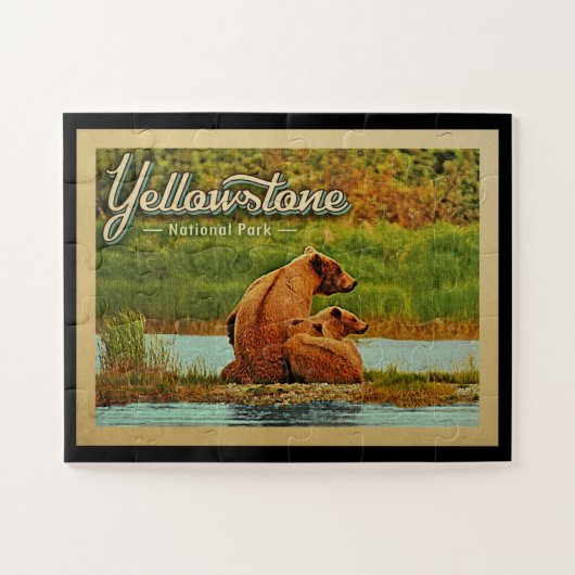 Yellowstone Jigzaag Puzzle National Park Beer Retr Legpuzzel (Horizontaal)