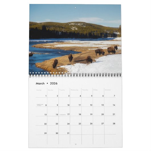 Yellowstone-kalender Kalender (Mar 2026)