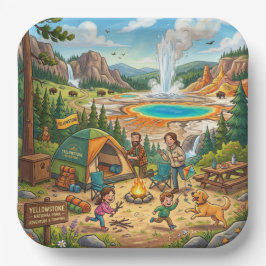 Yellowstone Kampeer Familie Avontuur Papieren Bordje