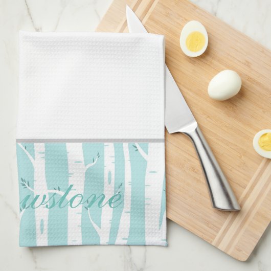 Yellowstone Kitchen Towel Aspen Trees Aqua Theedoek (Quarter Fold)