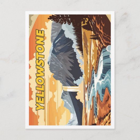 Yellowstone  kunst reisillustratie briefkaart (Voorkant)