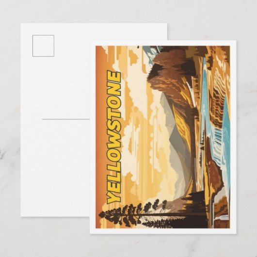 Yellowstone  kunst reisillustratie briefkaart (Voorkant / Achterkant)