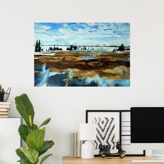 Yellowstone Lake in Winter Poster (Thuiskantoor)