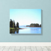 Yellowstone Lake West Duim Kleur 11x14 Canvas Afdruk (Insitu (Houten vloer))