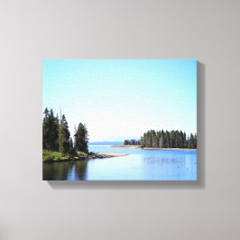 Yellowstone Lake West Duim Kleur 11x14 Canvas Afdruk