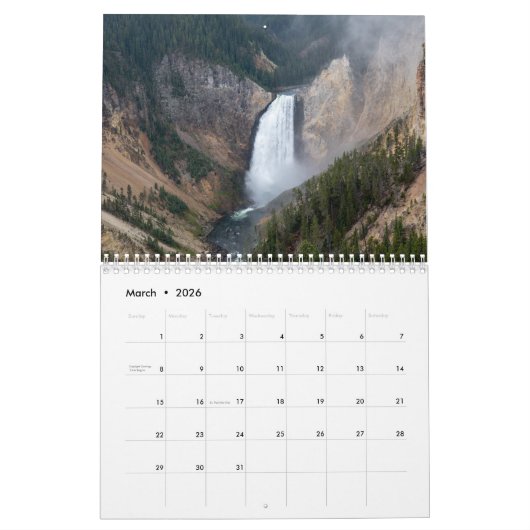 Yellowstone Landschappen Kalender (Mar 2026)