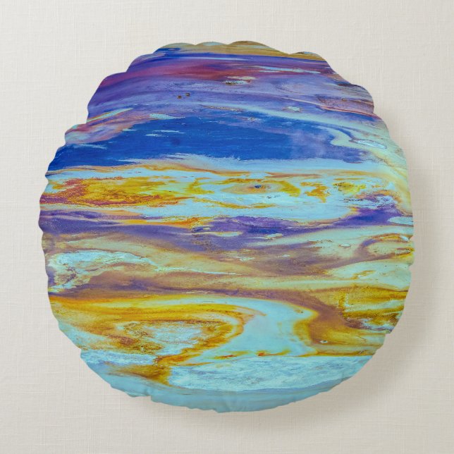 Yellowstone Lava Pool Swirls Rond Kussen (Voorkant)