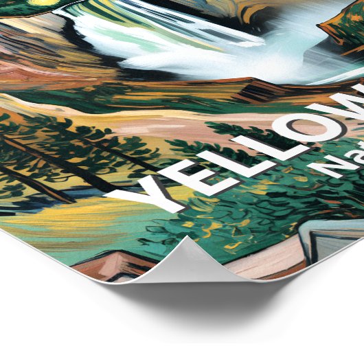 Yellowstone Lower Falls Van Gogh Starry Night Art Poster (Hoek)