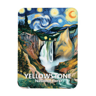 Yellowstone Lower Falls Van Gogh Sterrennacht Magneet