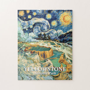 Yellowstone Mammoth Hot Springs Van Gogh Levendig Legpuzzel