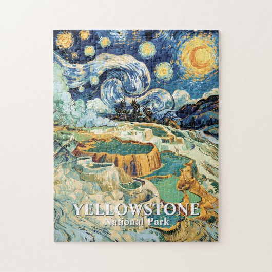 Yellowstone Mammoth Hot Springs Van Gogh Levendig Legpuzzel (Verticaal)