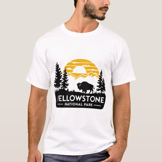 Yellowstone Mannen t-shirt met bizon (Voorkant)