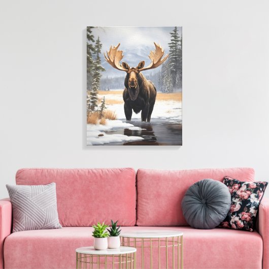 Yellowstone Moose Canvas Art (Insitu (Woonkamer))