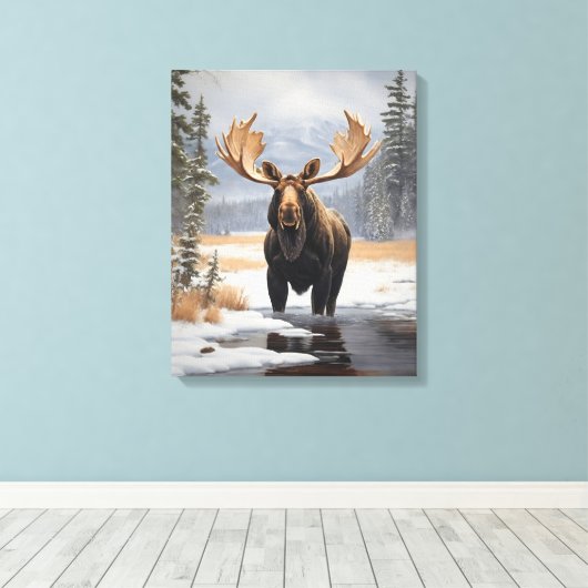 Yellowstone Moose Canvas Art (Insitu (Houten vloer))