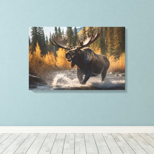 Yellowstone Moose Canvas Art (Insitu (Houten vloer))