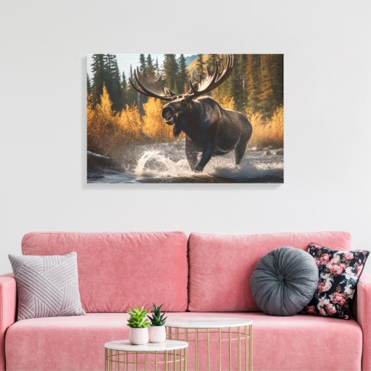 Yellowstone Moose Canvas Art (Insitu (Woonkamer))