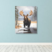 Yellowstone Moose Canvas Art Afdruk (Insitu (Houten vloer))