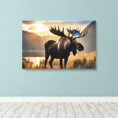 Yellowstone Moose Canvas Art Afdruk (Insitu (Houten vloer))