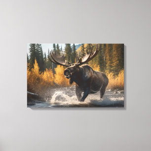 Yellowstone Moose Canvas Art Afdruk