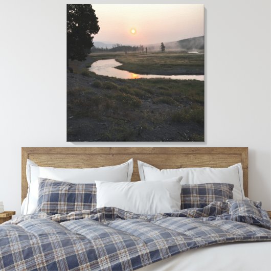 Yellowstone Morning Canvas Afdrukken (Insitu (Slaapkamer))