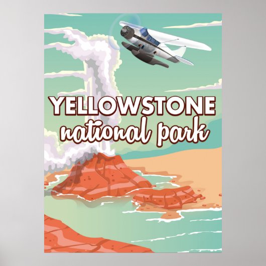 Yellowstone nationaal park cartoon reisposter poster (Voorkant)